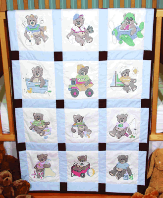 (image for) boy bear infant quilt blocks - Click Image to Close